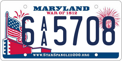 MD license plate 6AA5708