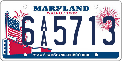 MD license plate 6AA5713