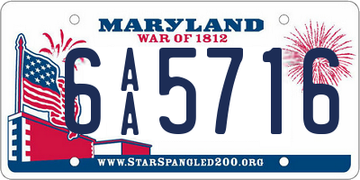 MD license plate 6AA5716