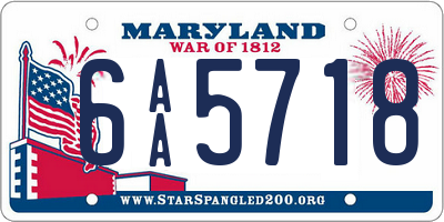 MD license plate 6AA5718