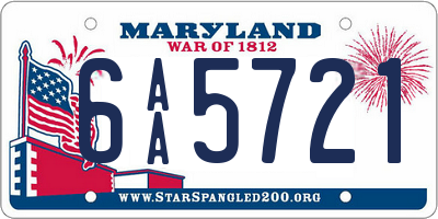 MD license plate 6AA5721