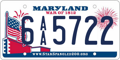 MD license plate 6AA5722