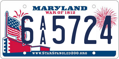 MD license plate 6AA5724