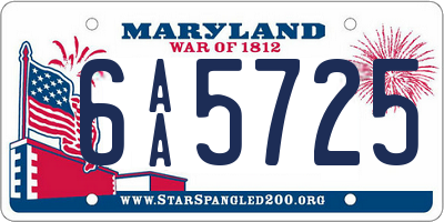 MD license plate 6AA5725