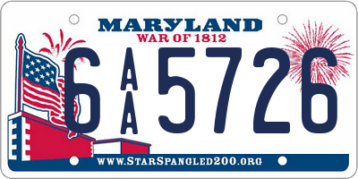 MD license plate 6AA5726