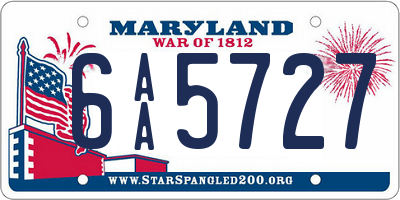 MD license plate 6AA5727