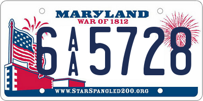 MD license plate 6AA5728