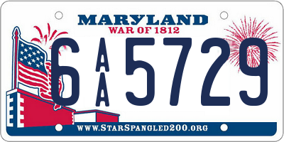 MD license plate 6AA5729