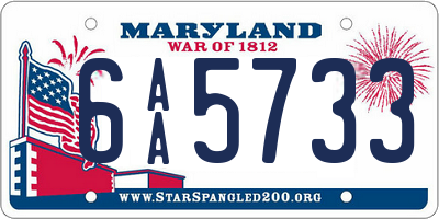 MD license plate 6AA5733