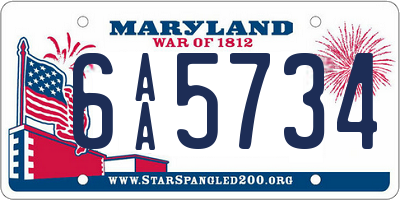 MD license plate 6AA5734