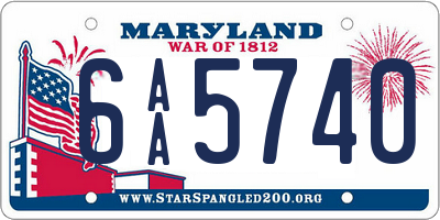 MD license plate 6AA5740