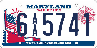 MD license plate 6AA5741