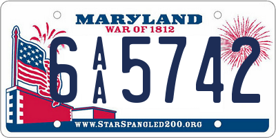 MD license plate 6AA5742