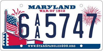 MD license plate 6AA5747