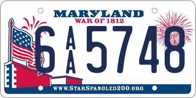 MD license plate 6AA5748