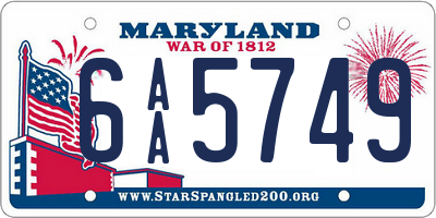 MD license plate 6AA5749