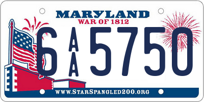 MD license plate 6AA5750