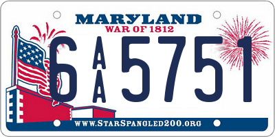 MD license plate 6AA5751