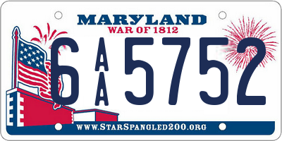 MD license plate 6AA5752