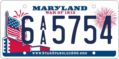 MD license plate 6AA5754