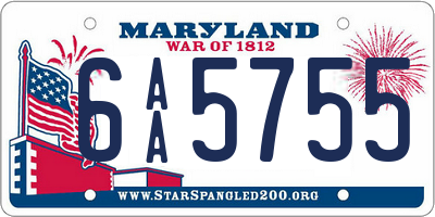 MD license plate 6AA5755