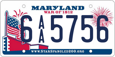 MD license plate 6AA5756