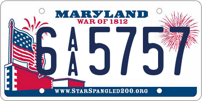 MD license plate 6AA5757