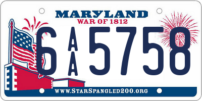 MD license plate 6AA5758