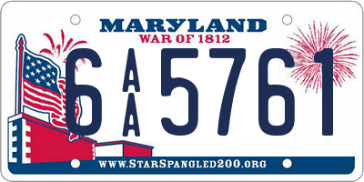 MD license plate 6AA5761