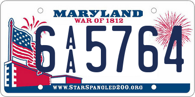 MD license plate 6AA5764