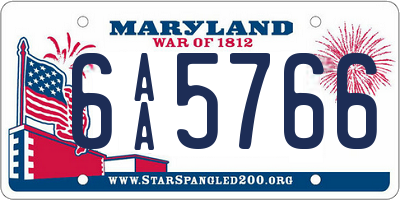 MD license plate 6AA5766