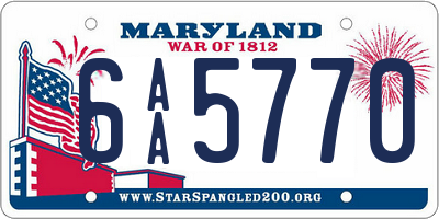 MD license plate 6AA5770