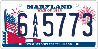 MD license plate 6AA5773