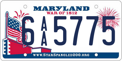 MD license plate 6AA5775