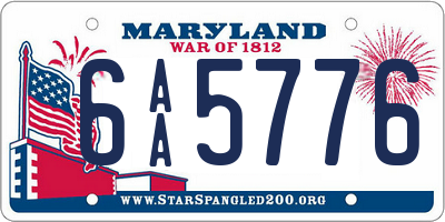 MD license plate 6AA5776