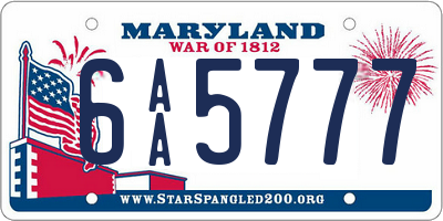 MD license plate 6AA5777