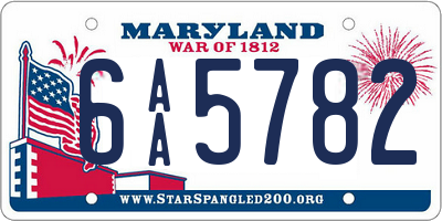 MD license plate 6AA5782