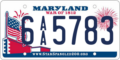 MD license plate 6AA5783