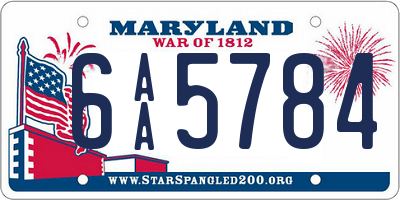 MD license plate 6AA5784