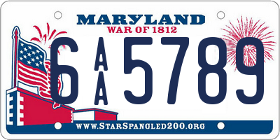 MD license plate 6AA5789