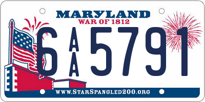 MD license plate 6AA5791