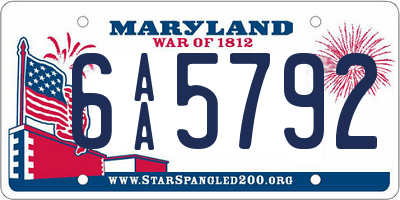 MD license plate 6AA5792