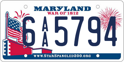 MD license plate 6AA5794