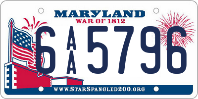 MD license plate 6AA5796