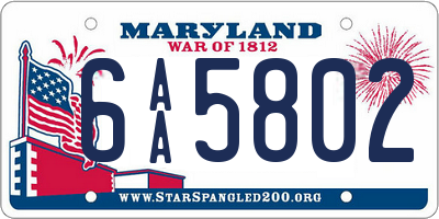 MD license plate 6AA5802