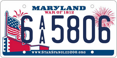 MD license plate 6AA5806