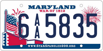MD license plate 6AA5835