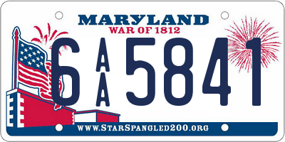 MD license plate 6AA5841