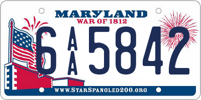 MD license plate 6AA5842