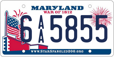 MD license plate 6AA5855